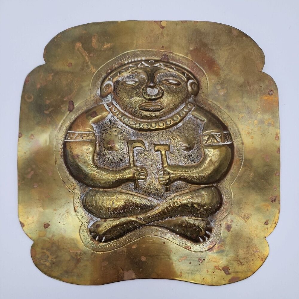 Quimbaya Brass Wall Hanging with Fish Mark & Qimbaya Stamped on the back - Picture 5 of 13